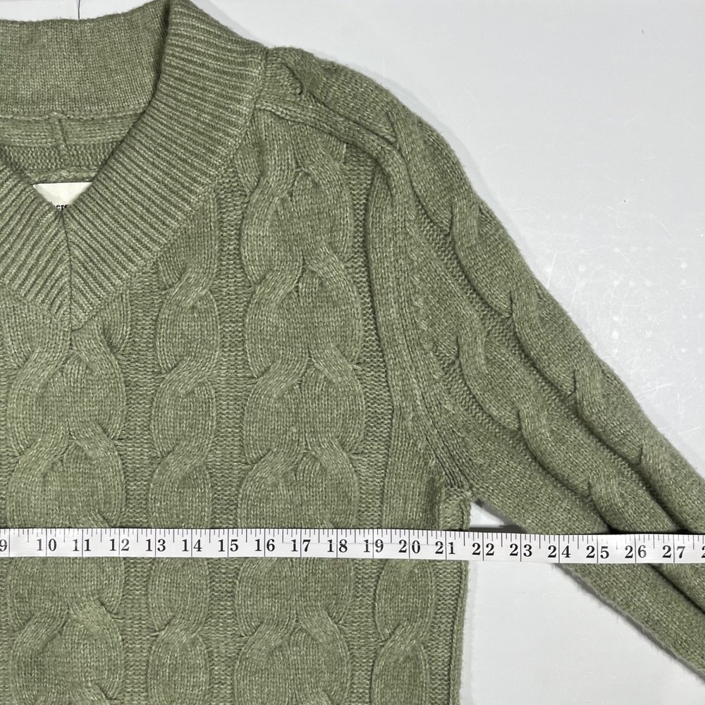 Abercrombie & Fitch Y2K Preppy Fisherman Cable Knit V-Neck Sweater Womens Medium - Picture 7 of 10